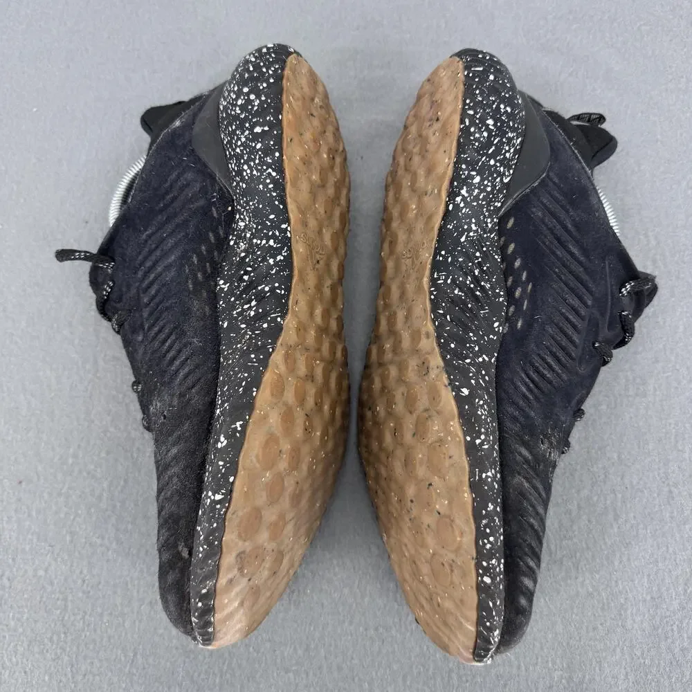 Adidas Alphabounce Suede Leather Sneakers Mens 9 Black Speckled‎ Running Shoes